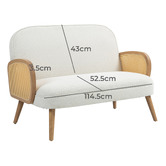 Evie Home Shaan 2 Seater Boucle &amp; Rubberwood Sofa