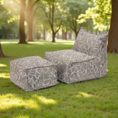 Evie Home 2 Piece Azure Outdoor Lounge Chair &amp; Ottoman Set
