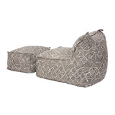 Evie Home 2 Piece Azure Outdoor Lounge Chair &amp; Ottoman Set
