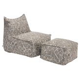 Evie Home 2 Piece Azure Outdoor Lounge Chair &amp; Ottoman Set