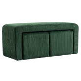 Evie Home 3 Piece Opher Corduroy Ottoman Bench &amp; Footstool Set