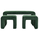 Evie Home 3 Piece Opher Corduroy Ottoman Bench &amp; Footstool Set