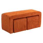 Evie Home 3 Piece Opher Corduroy Ottoman Bench &amp; Footstool Set