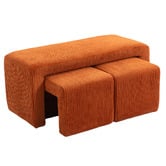 Evie Home 3 Piece Opher Corduroy Ottoman Bench &amp; Footstool Set