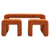 Evie Home 3 Piece Opher Corduroy Ottoman Bench &amp; Footstool Set
