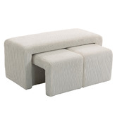 Evie Home 3 Piece Opher Corduroy Ottoman Bench &amp; Footstool Set
