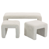 Evie Home 3 Piece Opher Corduroy Ottoman Bench &amp; Footstool Set