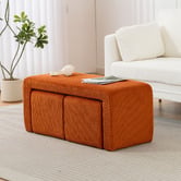 Evie Home 3 Piece Opher Corduroy Ottoman Bench &amp; Footstool Set