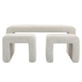 Evie Home 3 Piece Opher Corduroy Ottoman Bench &amp; Footstool Set