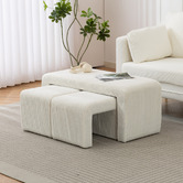 Evie Home 3 Piece Opher Corduroy Ottoman Bench &amp; Footstool Set
