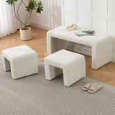 Evie Home 3 Piece Opher Corduroy Ottoman Bench &amp; Footstool Set