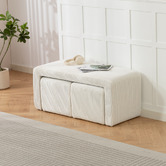 Evie Home 3 Piece Opher Corduroy Ottoman Bench &amp; Footstool Set