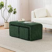 Evie Home 3 Piece Opher Corduroy Ottoman Bench &amp; Footstool Set