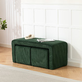 Evie Home 3 Piece Opher Corduroy Ottoman Bench &amp; Footstool Set