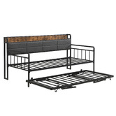 Evie Home Harper Double/King Daybed with Trundle &amp; Charging Station