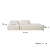Evie Home Claire 3 Seater Linen Modular Sofa &amp; Ottoman Set