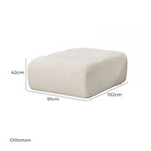 Evie Home Claire 3 Seater Linen Modular Sofa &amp; Ottoman Set