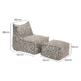 Evie Home 2 Piece Azure Outdoor Lounge Chair &amp; Ottoman Set