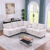Evie Home Wilmer 5 Seater Chenille Modular Sofa with LED