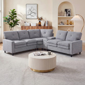 Evie Home Wilmer 5 Seater Chenille Modular Sofa with LED