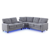 Evie Home Wilmer 5 Seater Chenille Modular Sofa with LED