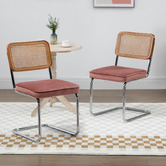 Evie Home Marcel Breuer Cesca Replica Velvet Cantilever Dining Chairs