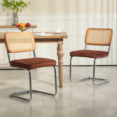 Evie Home Marcel Breuer Cesca Replica Velvet Cantilever Dining Chairs