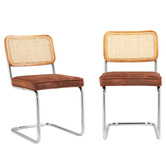 Evie Home Marcel Breuer Cesca Replica Velvet Cantilever Dining Chairs