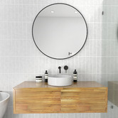Principle Arc Black Lyla Round Stainless Steel Wall Mirror