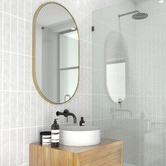 Principle Arc Satin Brass Peyton Oval Stainless Steel Wall Mirror