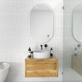 Principle Arc White Peyton Oval Stainless Steel Wall Mirror