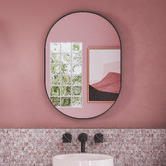 Principle Arc Black Peyton Oval Stainless Steel Wall Mirror