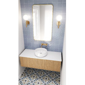 Principle Arc Satin Brass Radius Corner Stainless Steel Wall Mirror