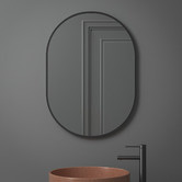 Principle Arc Black Peyton Oval Stainless Steel Wall Mirror