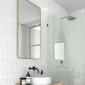Principle Arc Satin Brass Radius Corner Stainless Steel Wall Mirror