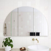 Principle Arc Ava 1200mm Arch Frameless Mirrored Shaving Cabinet with Glass Shelves