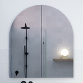 Principle Arc Ava 760mm Arch Frameless Mirrored Shaving Cabinet with Glass Shelf