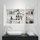Principle Arc Ava 1200mm Frameless Mirrored Shaving Cabinet with Glass Shelves