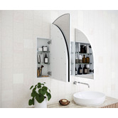 Principle Arc Ava 1200mm Arch Mirrored Shaving Cabinet with Glass Shelves