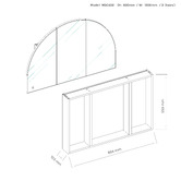 Principle Arc Ava 1200mm Arch Mirrored Shaving Cabinet with Glass Shelves