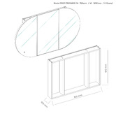 Principle Arc Ava 1200mm White Oval Mirrored Shaving Cabinet with Glass Shelves