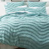 Chiswick Living Aqua Wave Cotton Quilt Cover Set