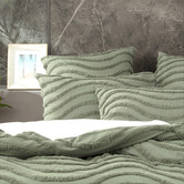 Chiswick Living Sage Wave Vintage Washed Tufted Cotton Chenille Quilt Cover Set