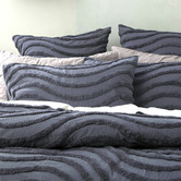 Chiswick Living Blue Wave Vintage Washed Tufted Cotton Chenille Quilt Cover Set