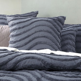 Chiswick Living Blue Wave Vintage Washed Tufted Cotton Chenille Quilt Cover Set