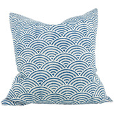 Macey &amp; Moore Waves Japandi Hand Block Printed French Linen Cushion