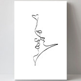 Lotus &amp; Fawn Kiss Line Stretched Canvas Wall Art