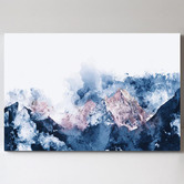Lotus &amp; Fawn Snow Mountains &amp; Blush Mountaintop Stretched Canvas Wall Art