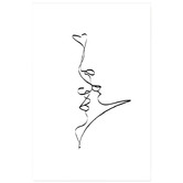 Lotus &amp; Fawn Kiss Line Stretched Canvas Wall Art