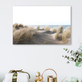 Lotus &amp; Fawn Sand Dune &amp; Grass By The Beach Canvas Wall Art